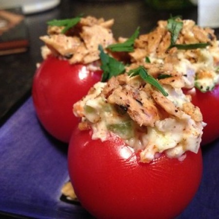 Stuffed Tomatoes with Gluten Free Cracker Topping